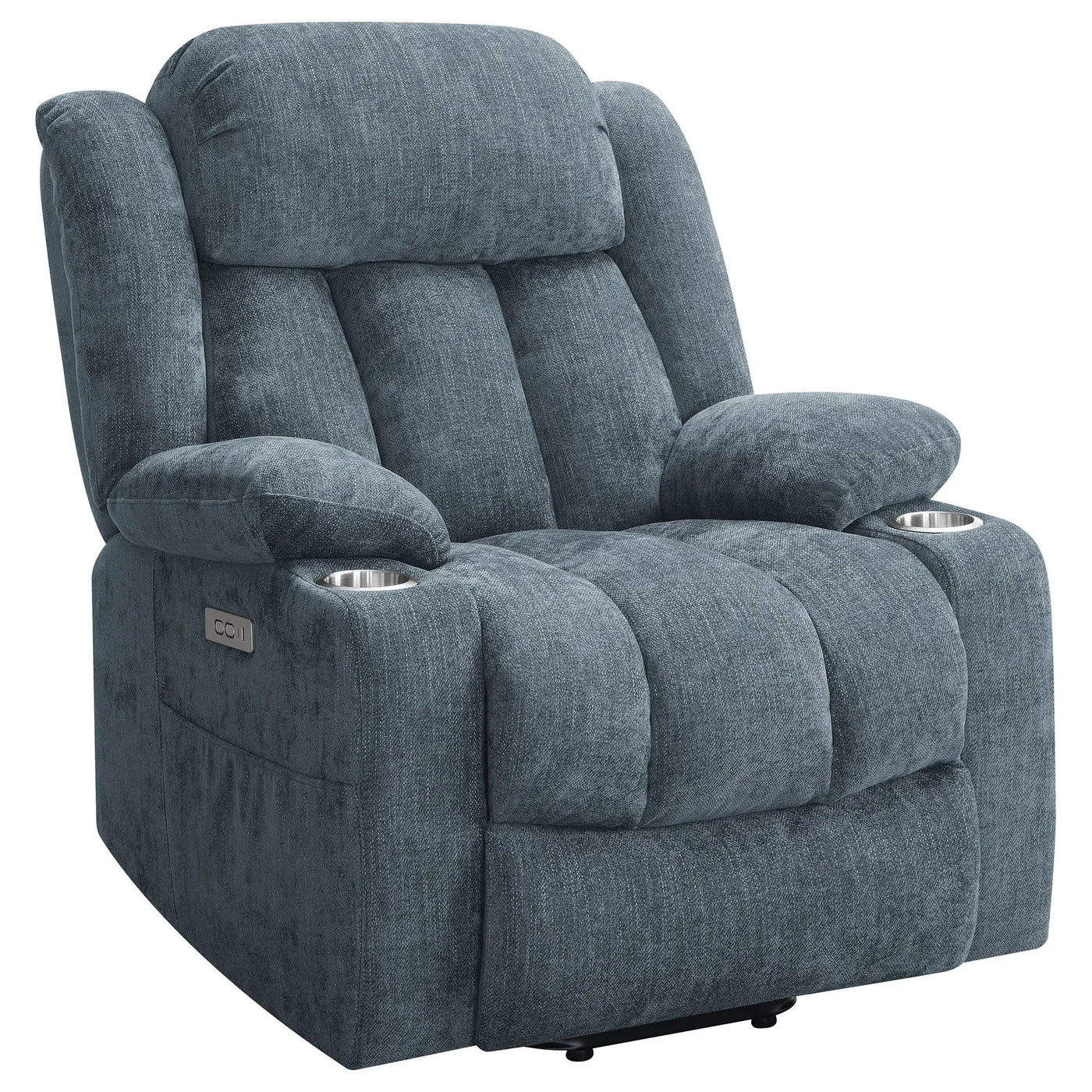 Beca - Upholstered Power Lift Recliner With Cupholders And USB Charging by HouseOfZazla