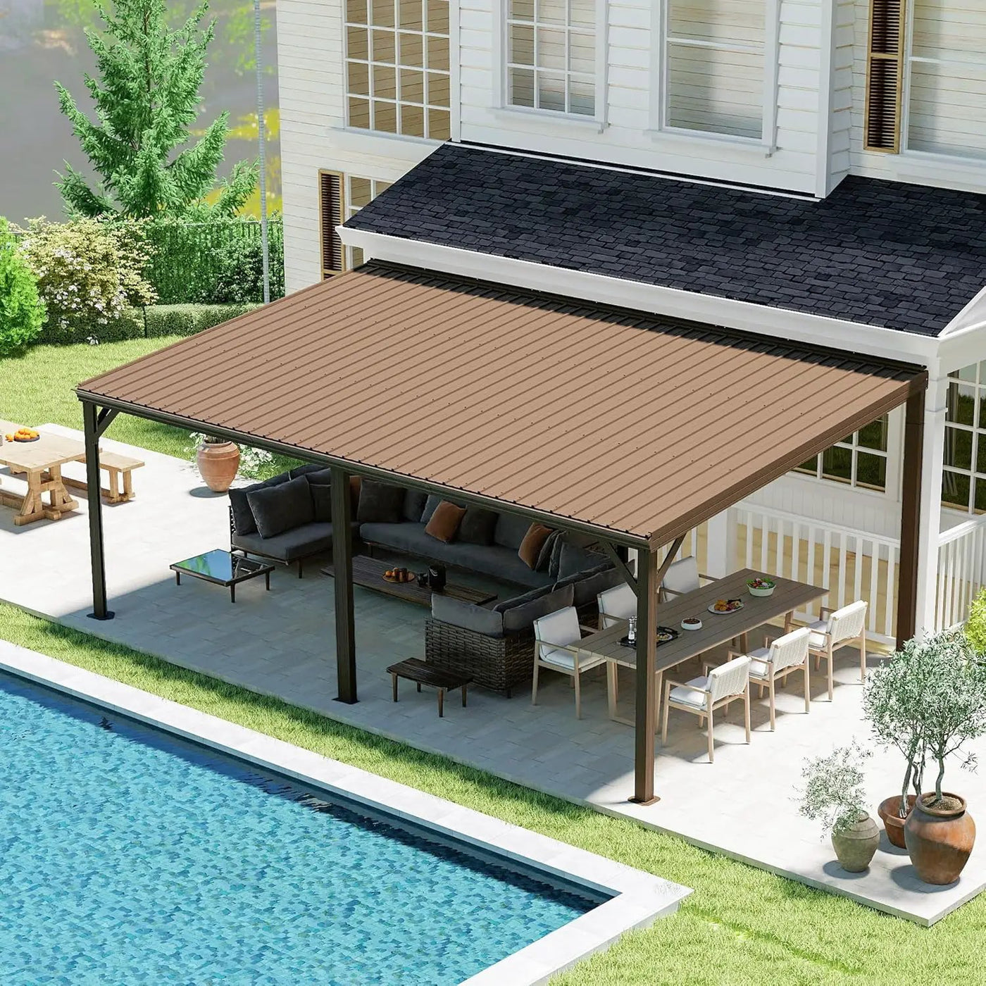 12x20FT Lean To Gazebo with Steel Roof by HouseOfZazla