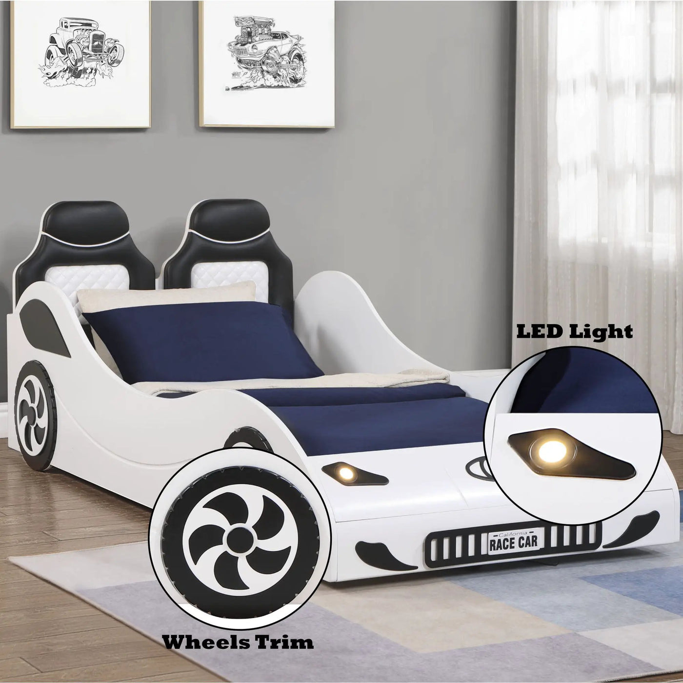 Colen - Twin Car Bed With LED by HouseOfZazla