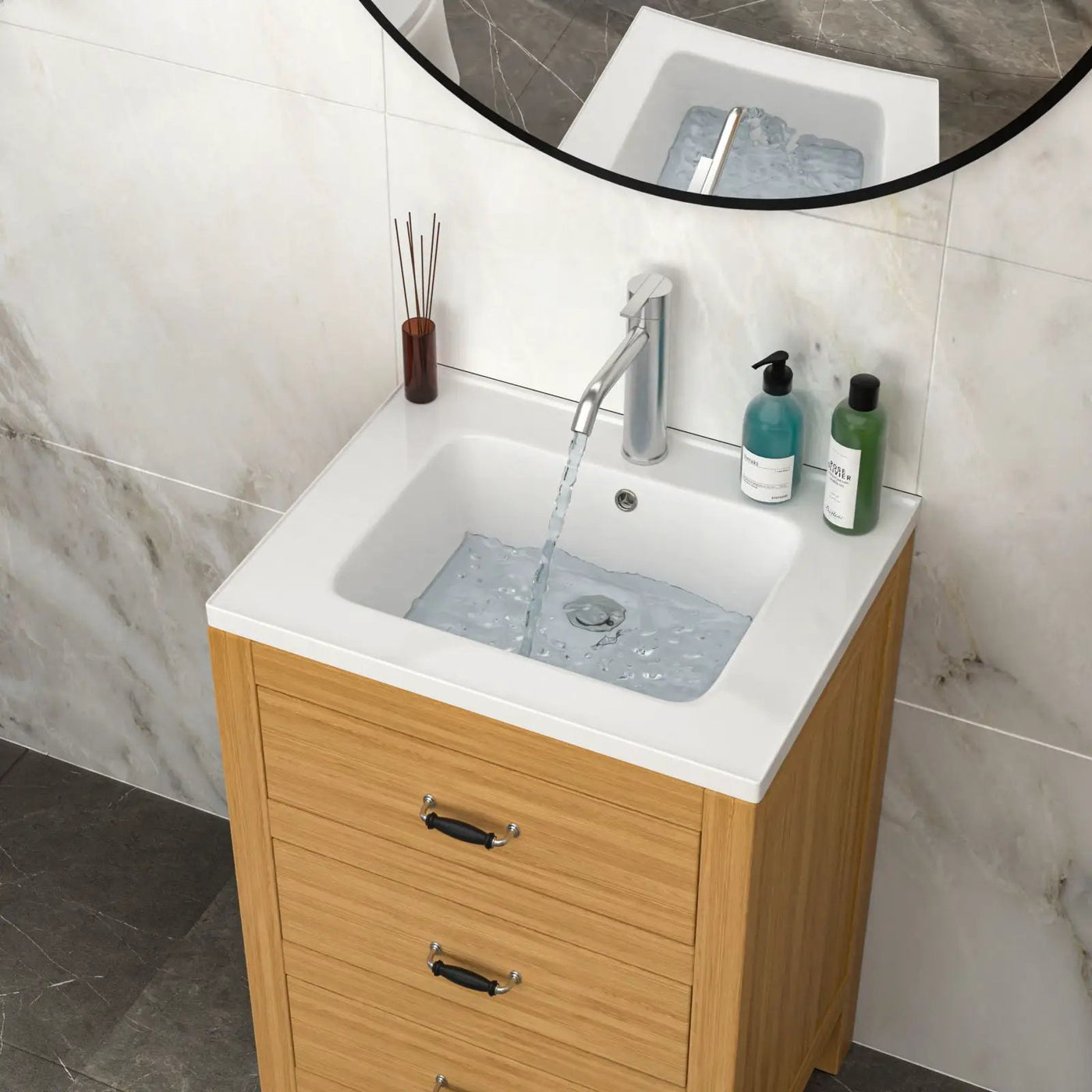 Rectangular Single Vanity Top With 1 Faucet Hole And Overflow Ceramic by HouseOfZazla