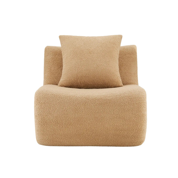 Armless Sofa With Pillow Teddy Fabric - Camel, photo 2 of 7