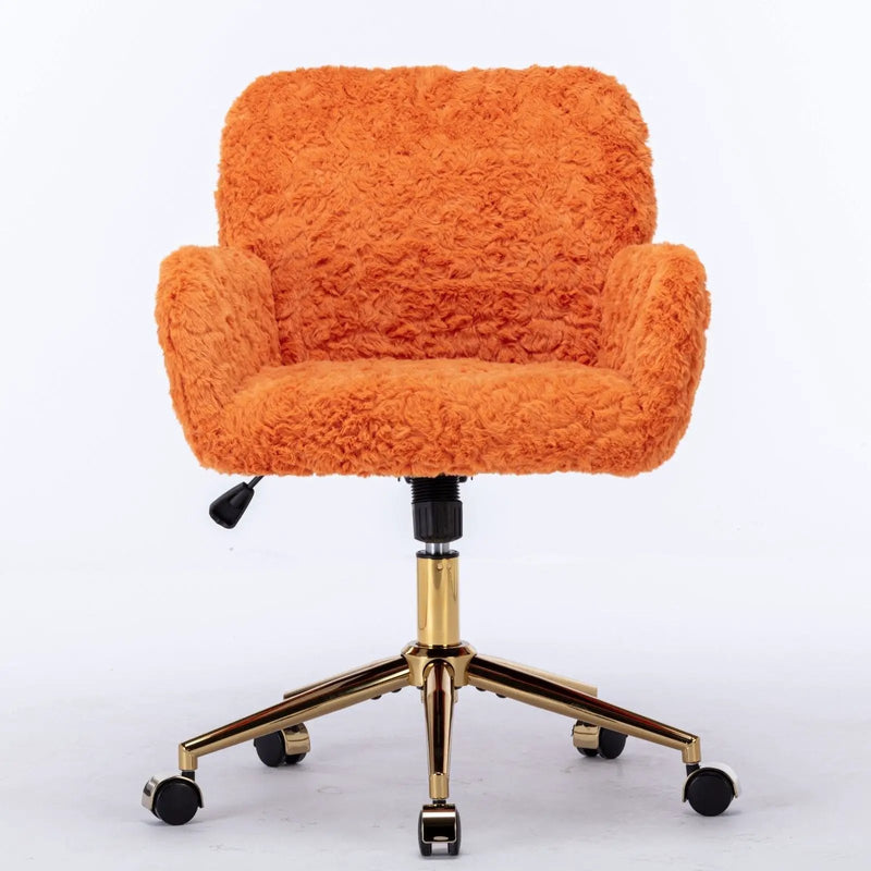 Office Chair, Artificial Rabbit Hair Home Office Chair With Metal Base, Adjustable Desk Chair Swivel Office Chair, Vanity Chair by Unique Piece Furniture