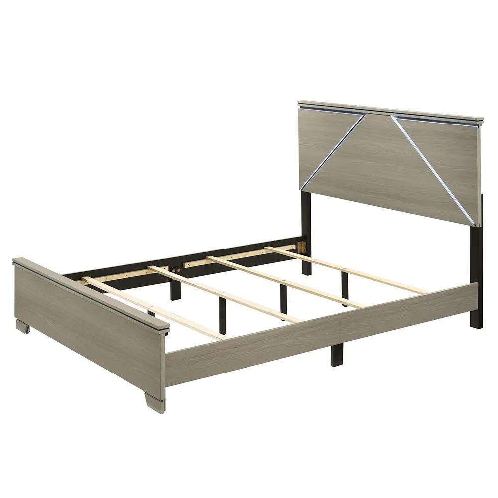 Joanna - Queen Bed With LED - Weathered Gray by Unique Piece Furniture