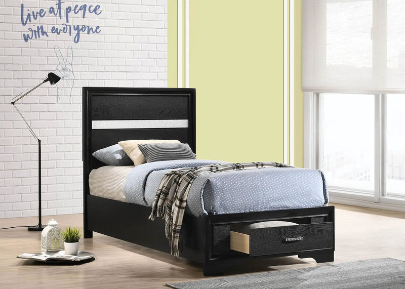 Miranda 51-inch Wood Twin Storage Panel Bed Black by Unique Piece Furniture