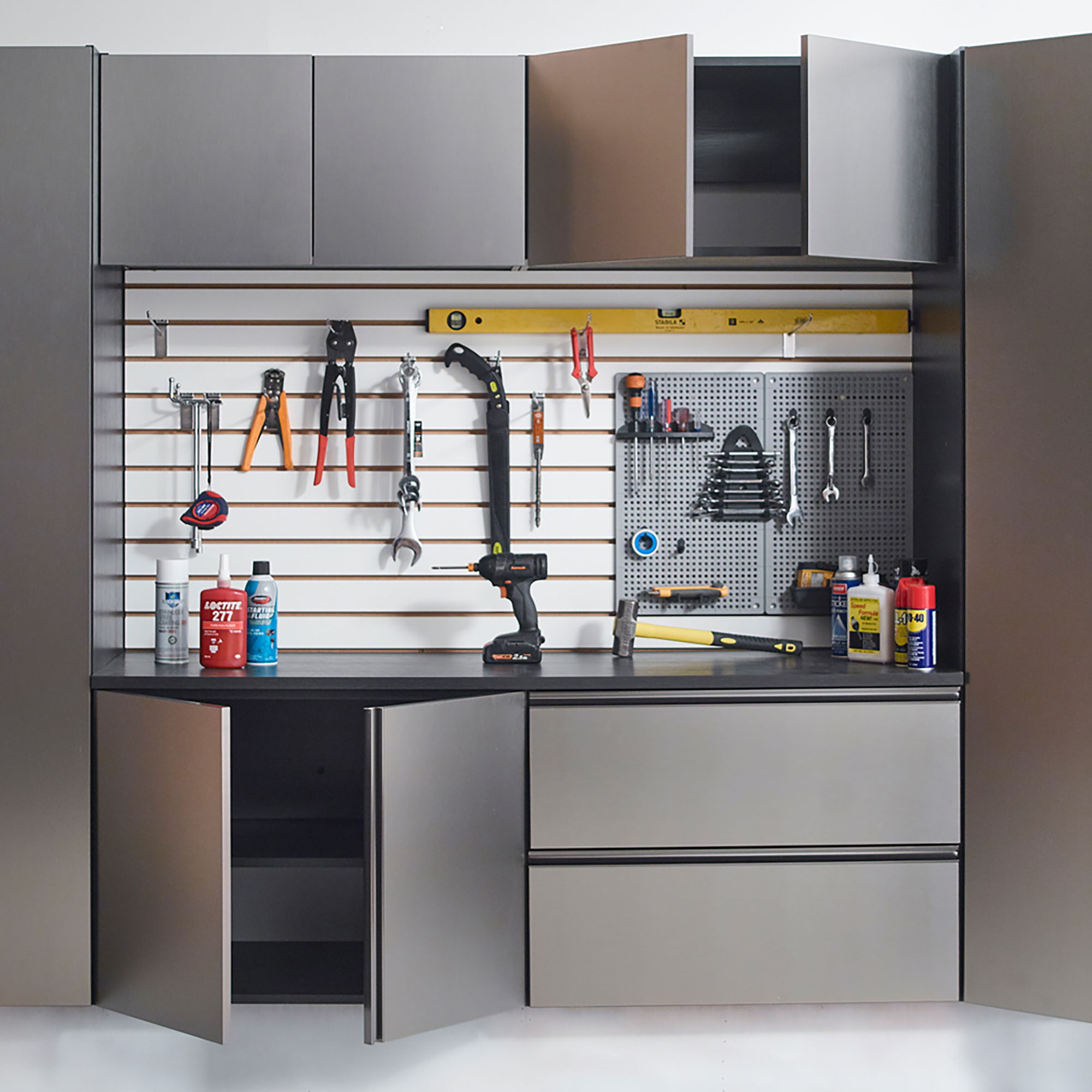 Nova Series - Door Wall Mounted Garage Cabinet, Soft Closing - Dark Gray by HouseOfZazla