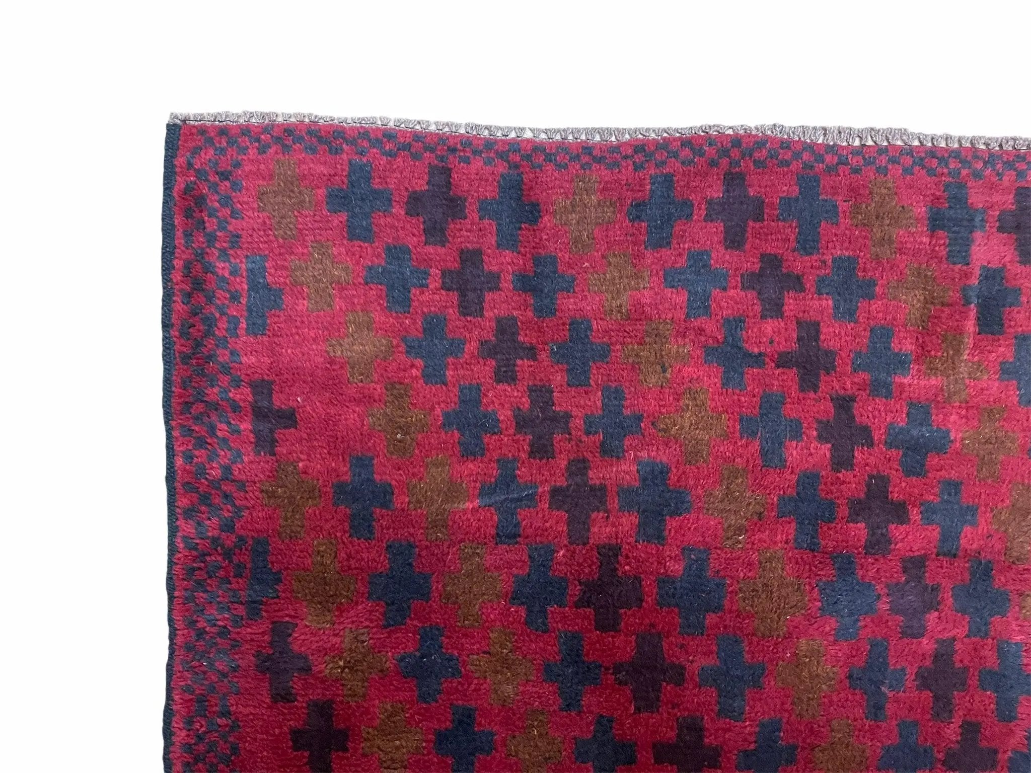 2' 10" X 4'8" Vintage Handmade Tribal Wool Rug Balouchi Rug Afghan Rug Red Beige by Jewel Rugs
