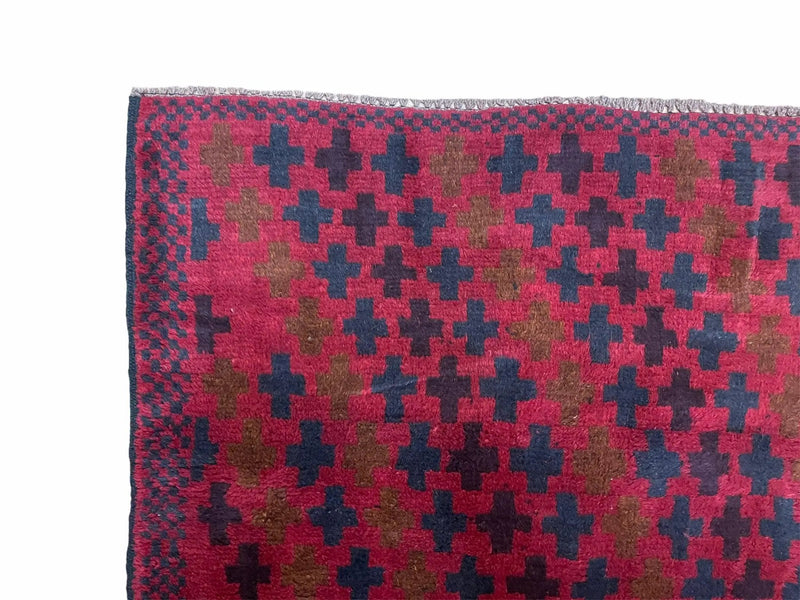 2' 10" X 4'8" Vintage Handmade Tribal Wool Rug Balouchi Rug Afghan Rug Red Beige by Jewel Rugs