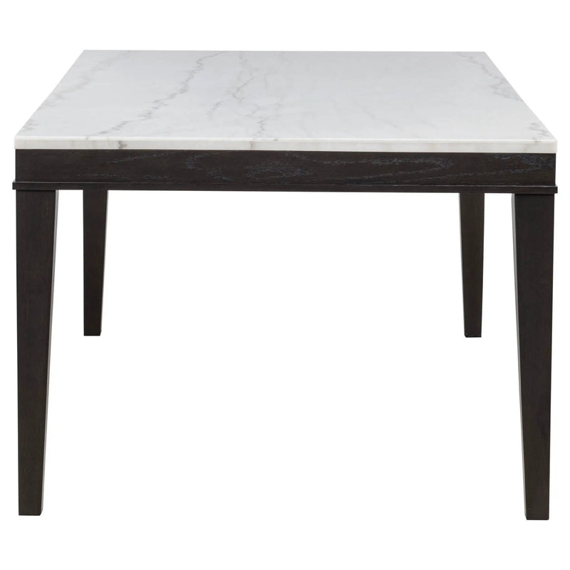Averill 72-inch Rectangular White Marble Top Dining Table Coffee Bean by Unique Piece Furniture