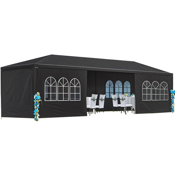 10x30' Wedding Party Canopy Tent with Removable Sidewalls - Black