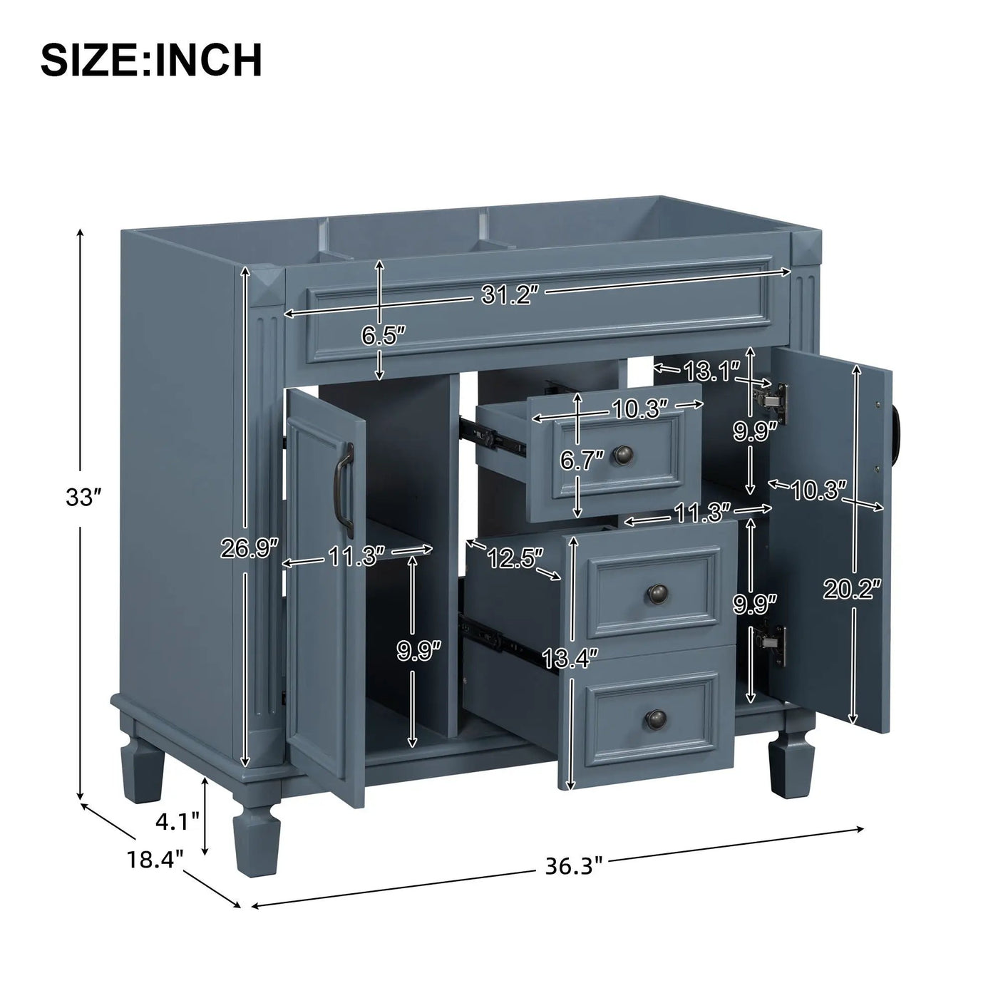 Bathroom Vanity Cabinet With 2 Soft Closing Doors And 2 Drawers by HouseOfZazla