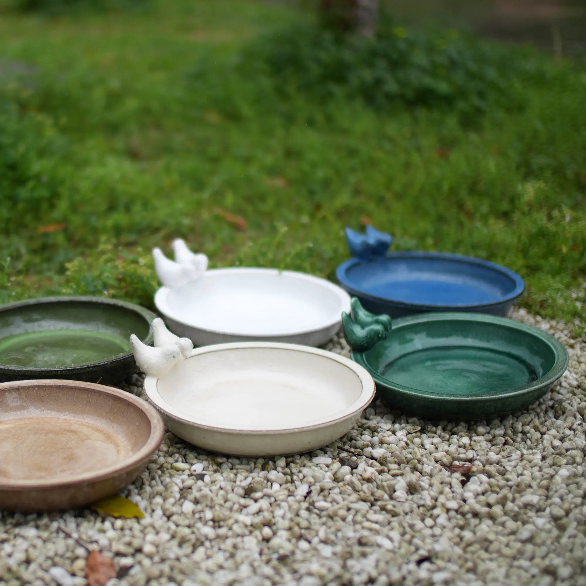Handmade Ceramic Bird Bath, 11.8 Inch Forest by HouseOfZazla