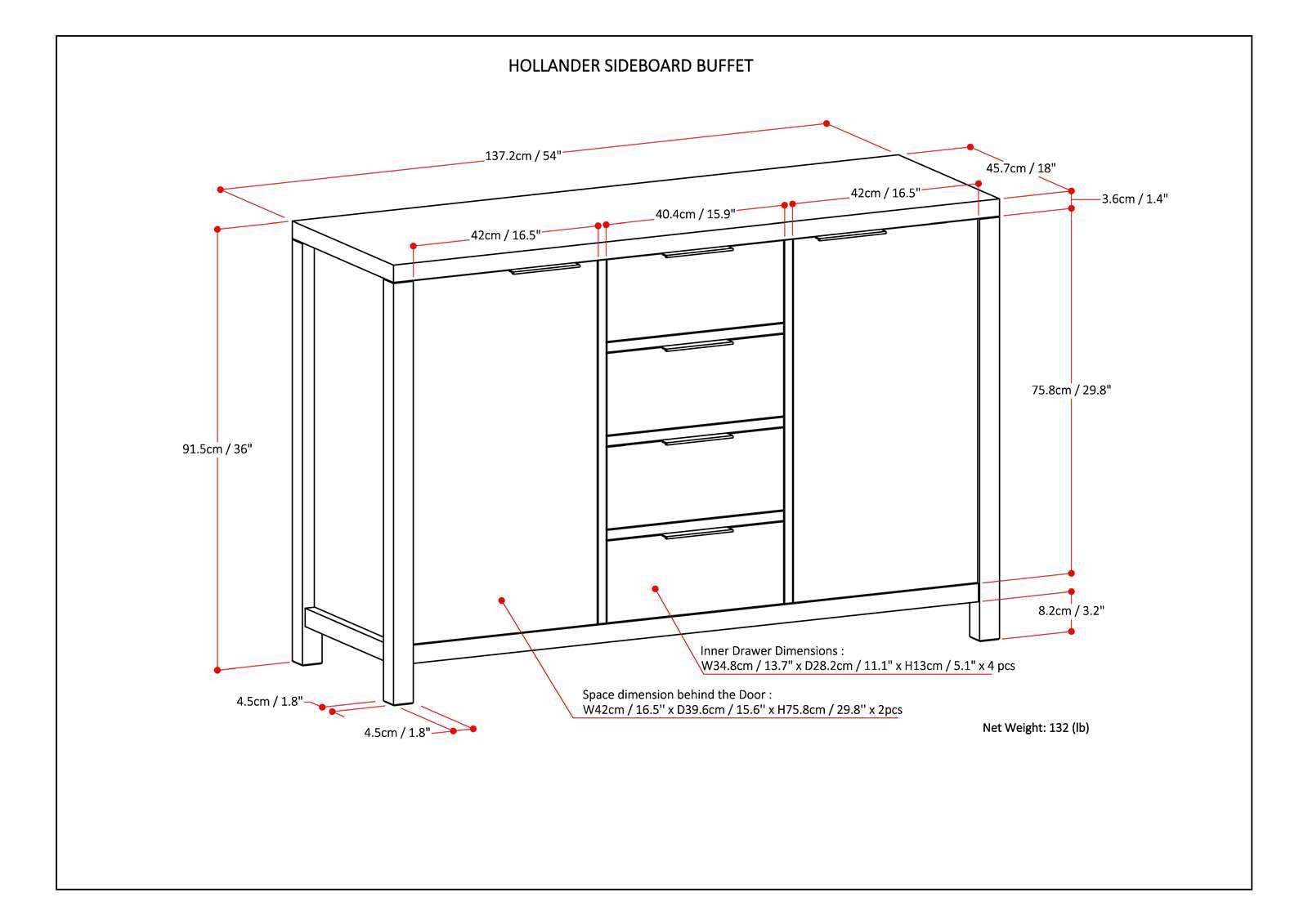 Hollander - Handcrafted Sideboard Buffet by HouseOfZazla