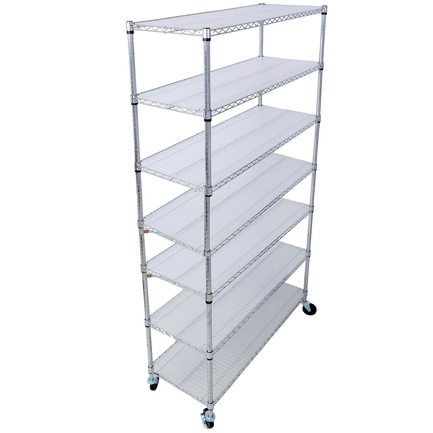 7 Tier Metal Shelf Wire Shelving Unit, 2450Lbs Heavy Duty Adjustable Storage Rack With Wheels & Shelf Liners For Closet Kitchen Garage Basement Commercial Shelving by Unique Piece Furniture