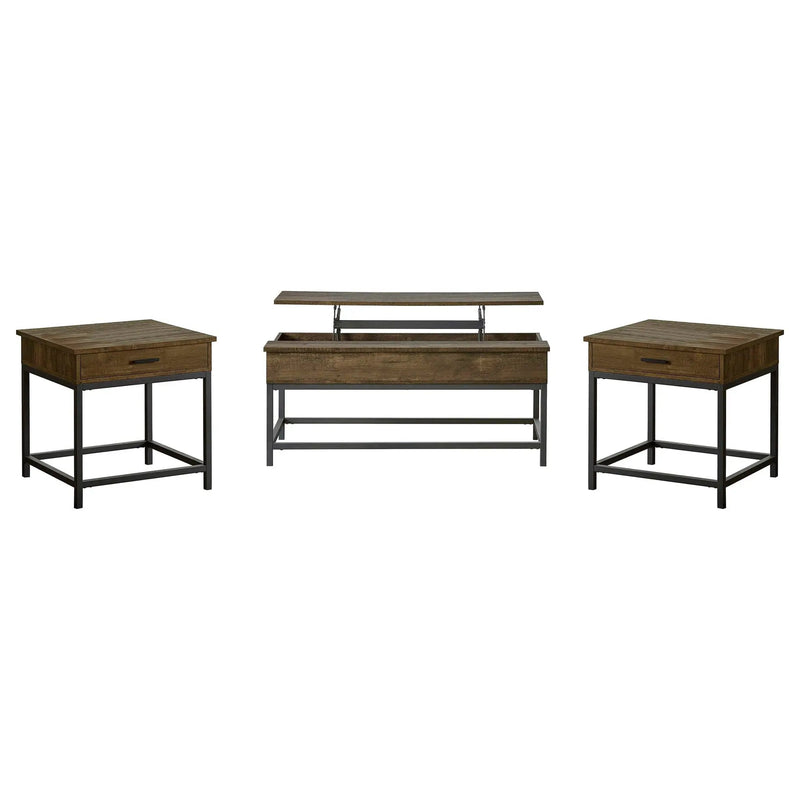 Byers 3-piece Lift Top Coffee and End Table Set Brown Oak by Unique Piece Furniture