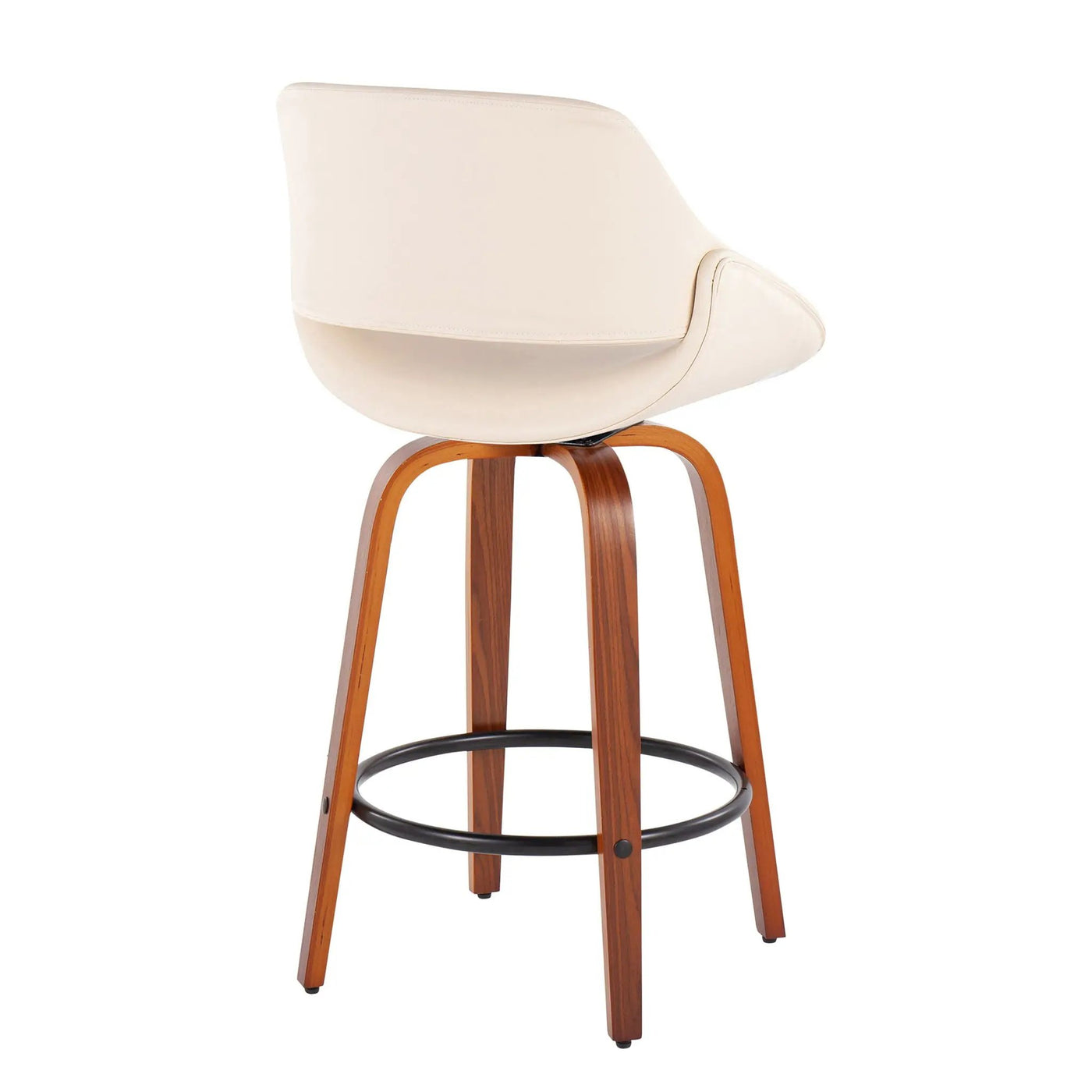Fabrico - Mid Century Modern Fixed Height Counter Stool And Round Footrest (Set of 2) by HouseOfZazla
