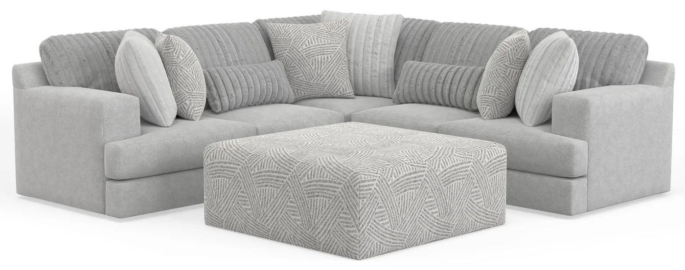 Logan - Upholstered Sectional With Comfort Coil Seating - 46" Cocktail Ottoman And Accent Pillows Included by Unique Piece Furniture