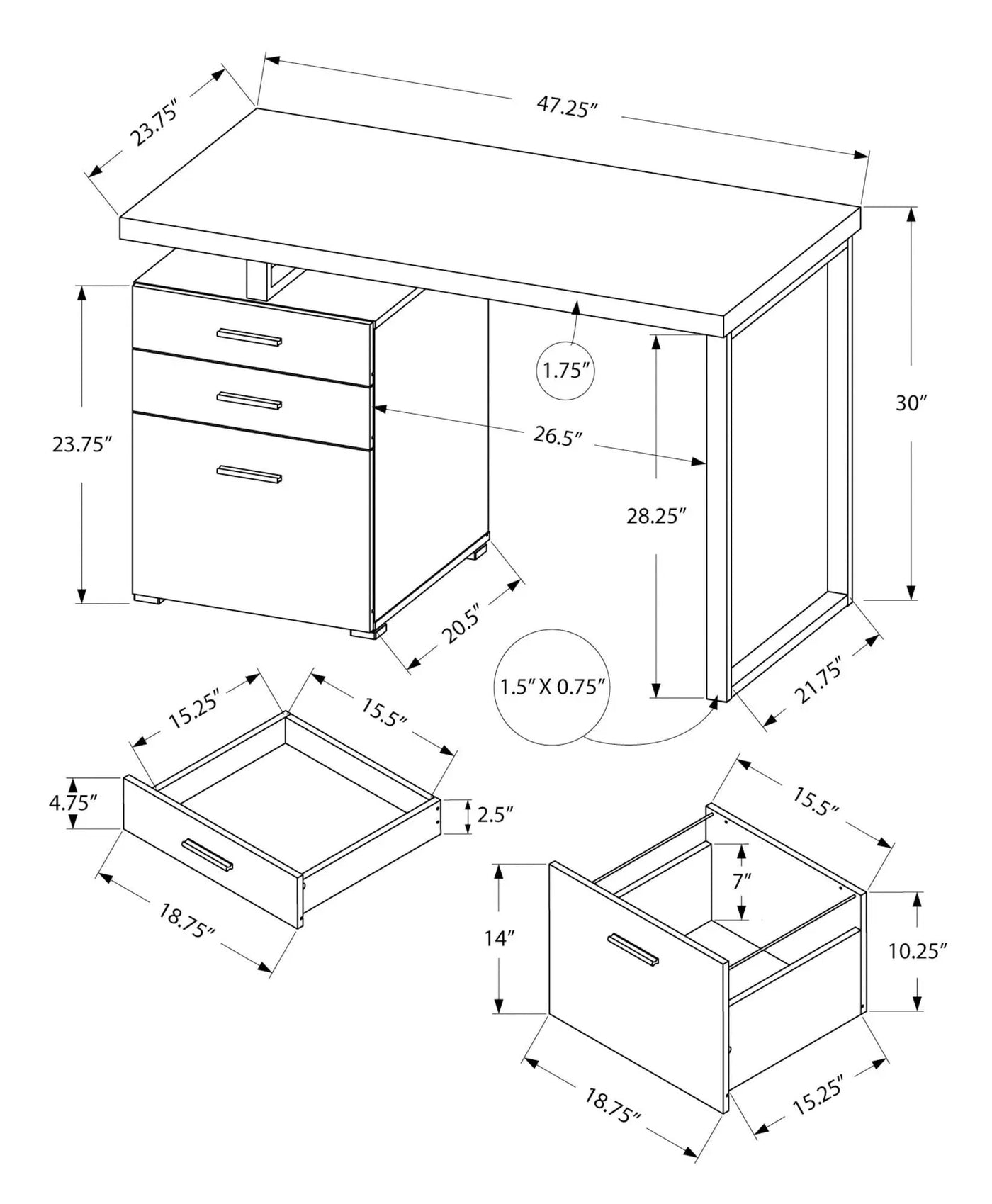 Computer Desk Left Right Set-Up Storage Drawers For Home Office by HouseOfZazla