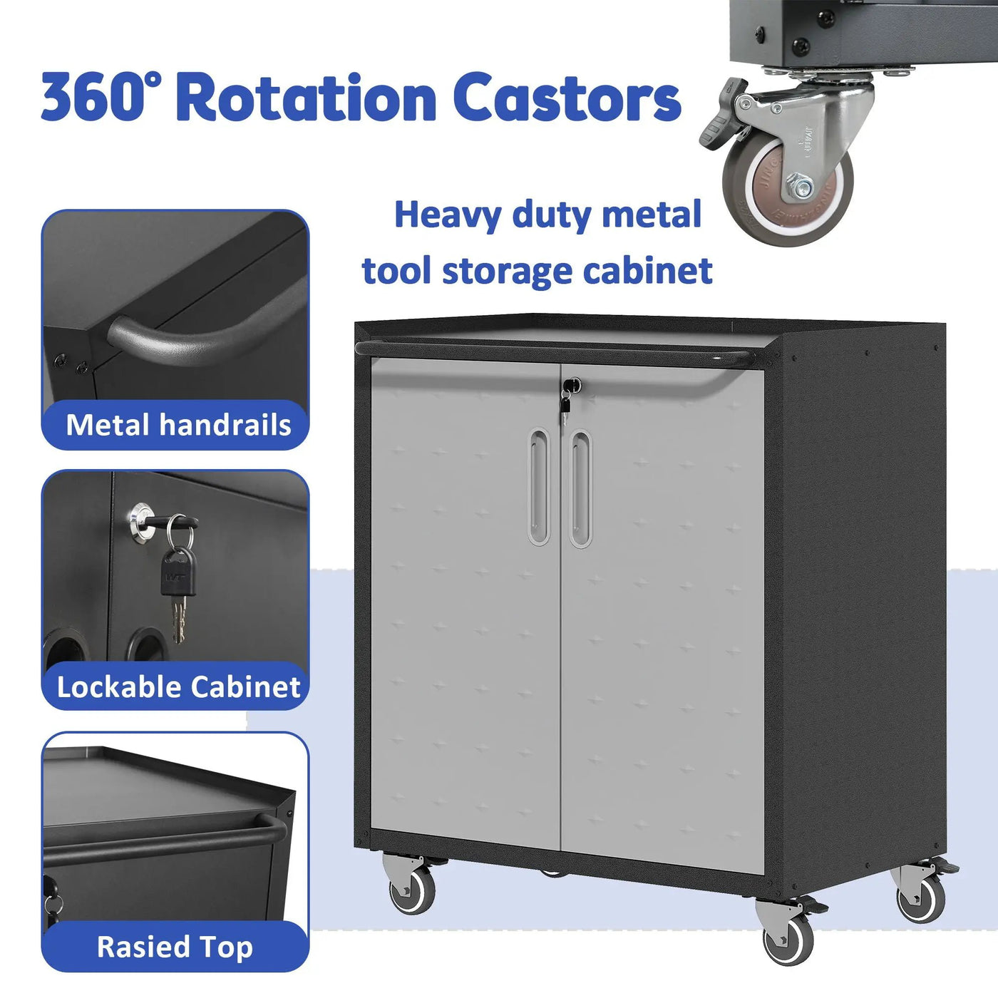 Heavy Duty Metal Garage Storage Cabinet With Wheels Sturdy Tool Organizer by HouseOfZazla