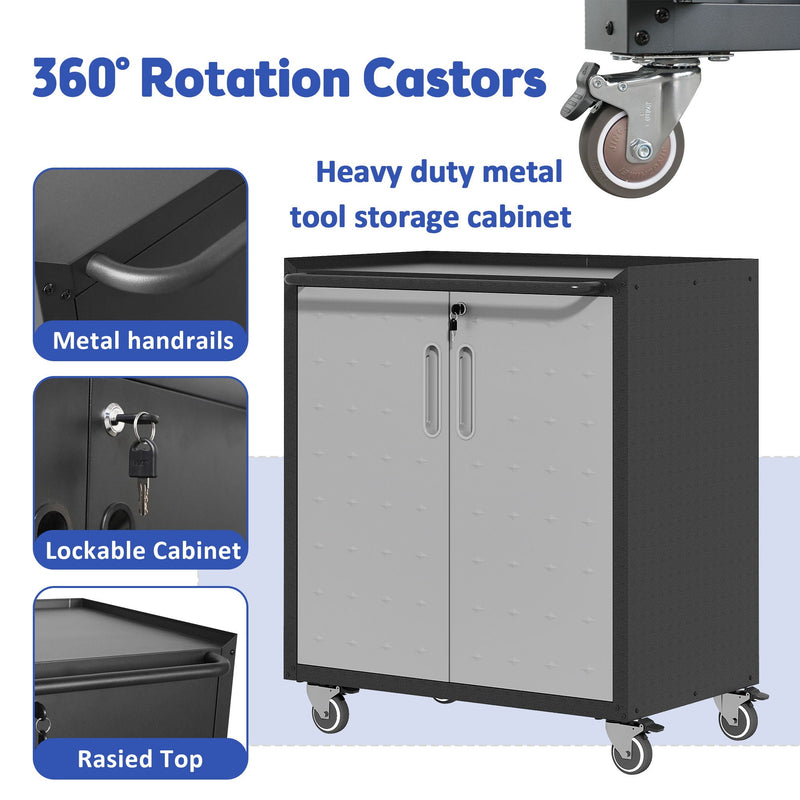 Heavy Duty Metal Garage Storage Cabinet With Wheels Sturdy Tool Organizer by HouseOfZazla