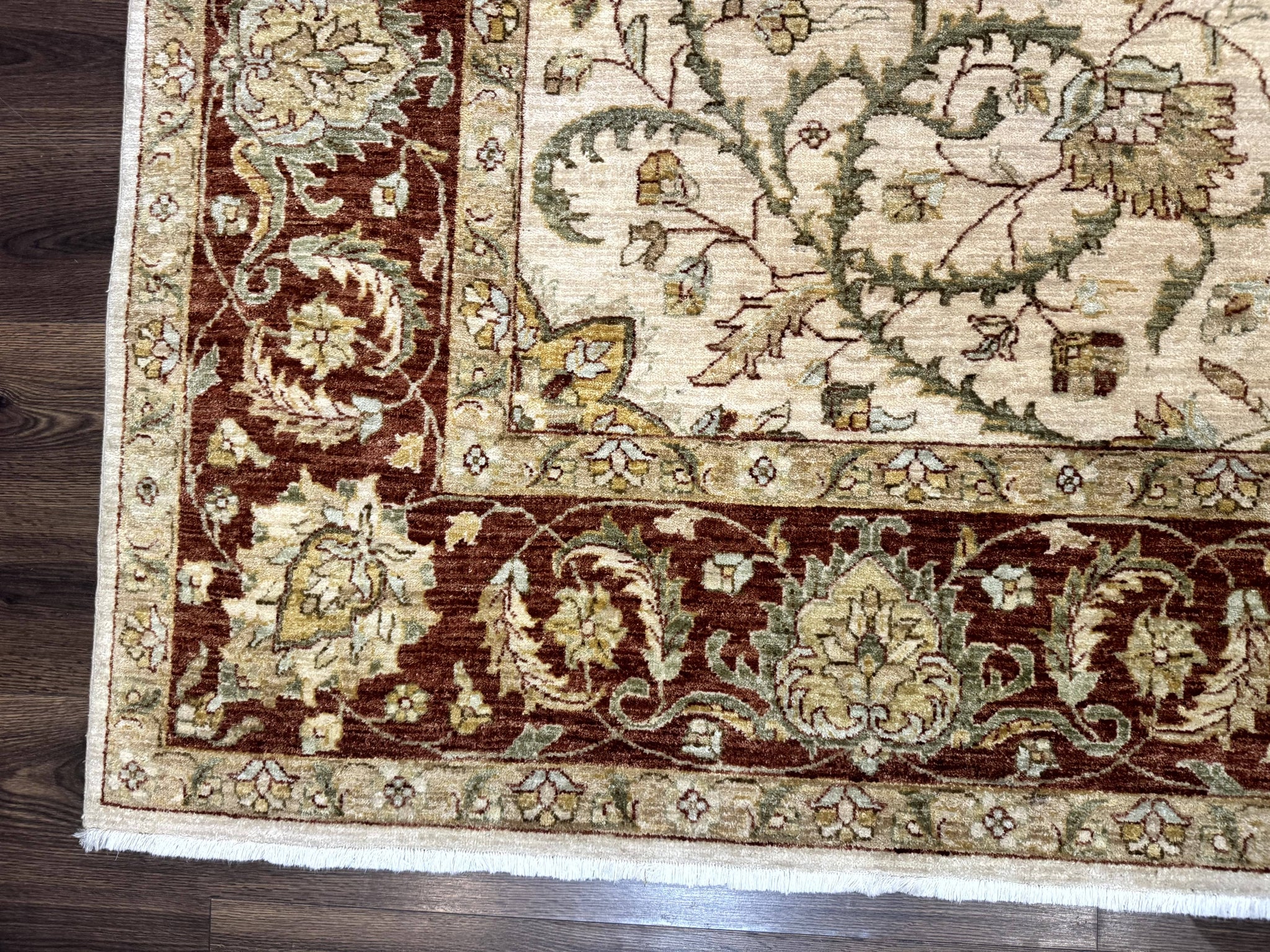 Pakistani Rug 9x12, Floral Allover Peshawar Carpet, Chobi, Beige and Rust Red, Traditional by Jewel Rugs