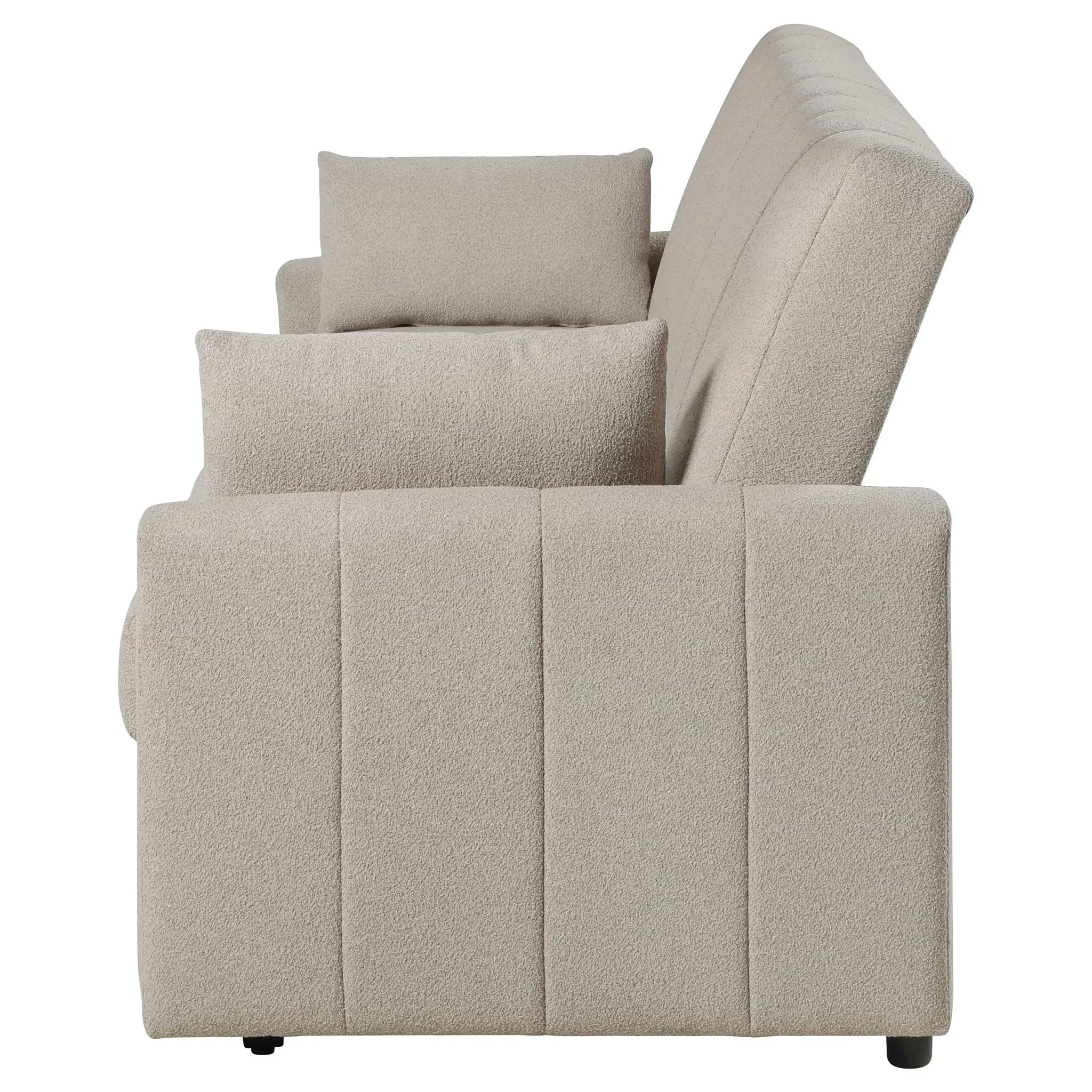 Portland Boucle Upholstered Sleeper Sofa Bed Latte by Unique Piece Furniture