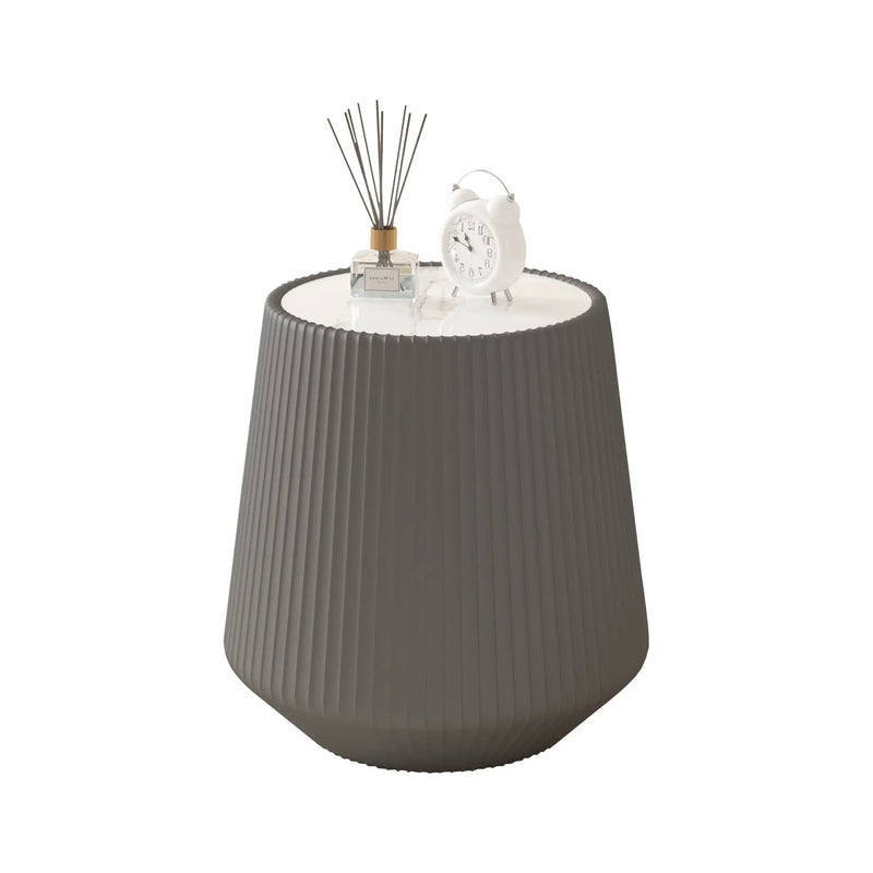 Light Sintered Stone Top Cup Shape Leather Coffee Table by HouseOfZazla
