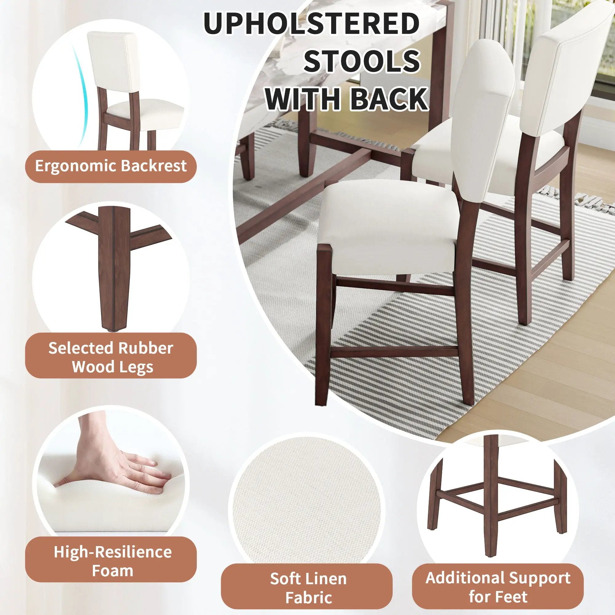 5 Piece Counter Height Dining Set With 4 Upholstered Chairs by Unique Piece Furniture