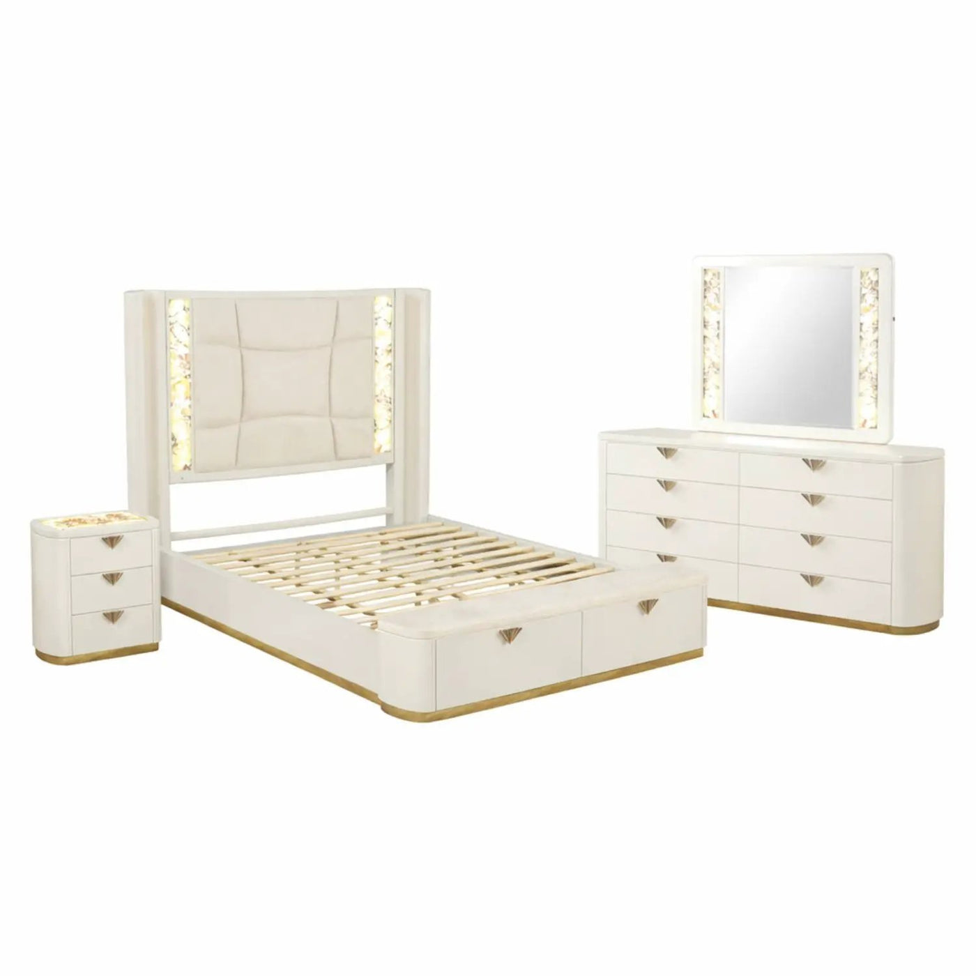 La Pierre - Modern Bedroom Set With Upholstered LED Bed by HouseOfZazla