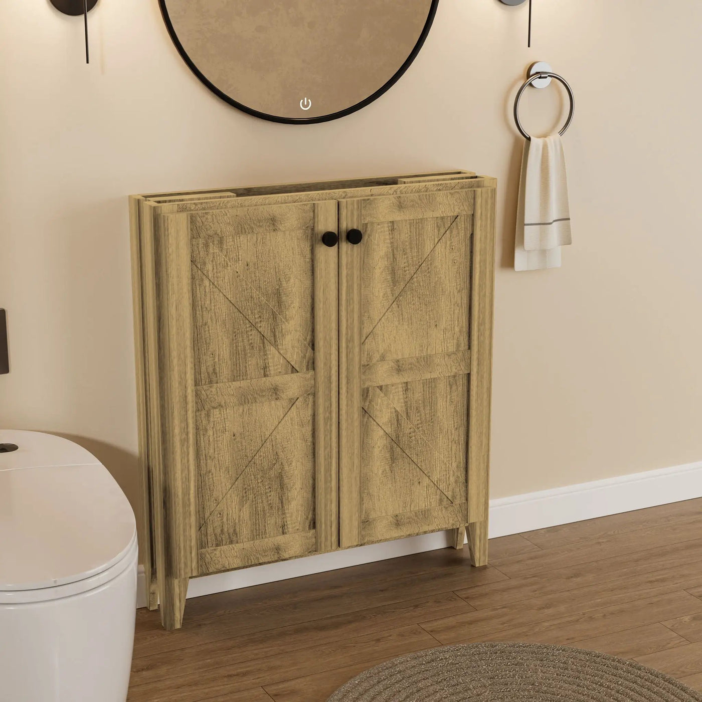 Folding Floor Cabinet With Ceramic Sink, Space Saving by Unique Piece Furniture