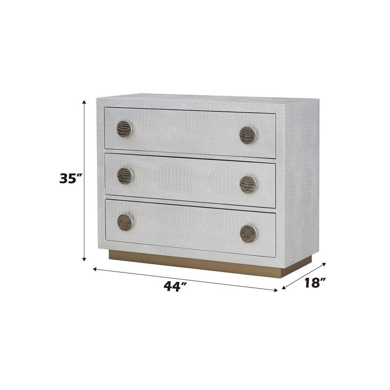 Anpu Faux Crocodile Skin Console Cabinet - Silver by HouseOfZazla