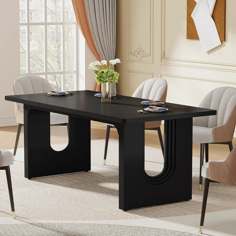 Rectangular Dining Table For 6 - 8 People With Pedestal Base by HouseOfZazla