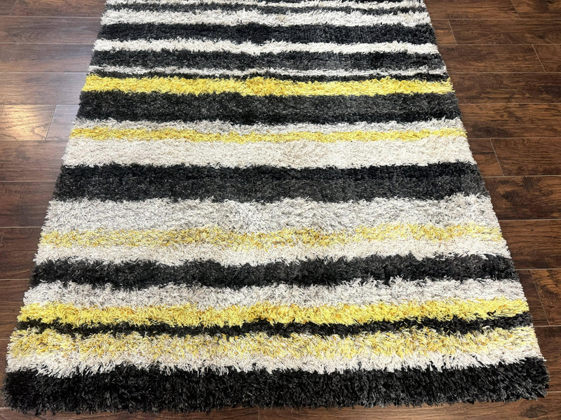 Shag Rug 5x8, Yellow Ivory Charcoal, Contemporary by Jewel Rugs