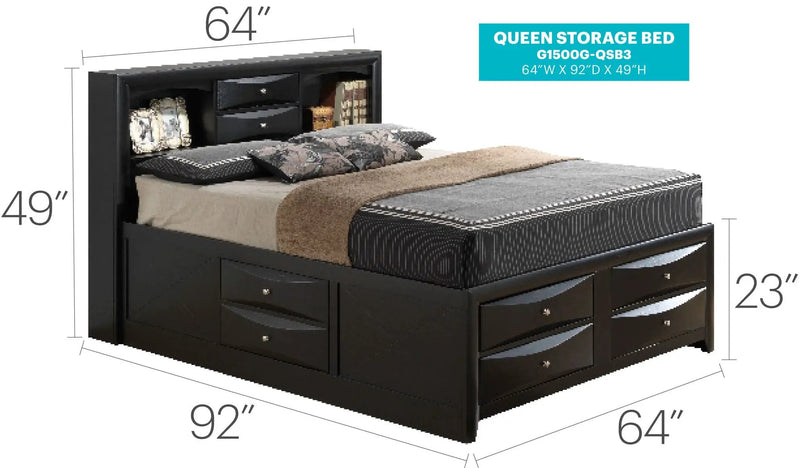 Modern Design Storage Bed With Bookcase Headboard by Unique Piece Furniture