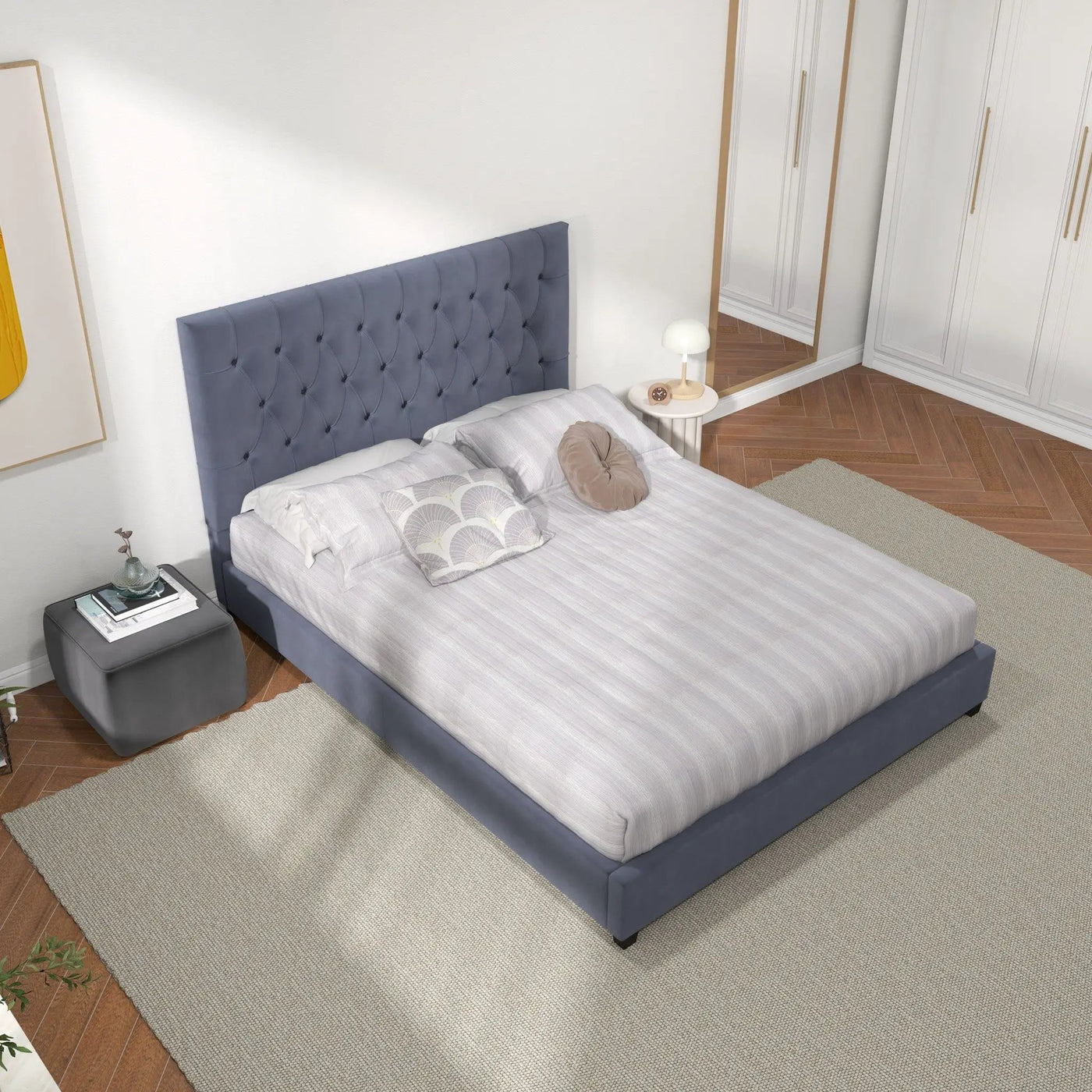 Donald - Mid-Century Modern Upholstered Platform Bed by HouseOfZazla