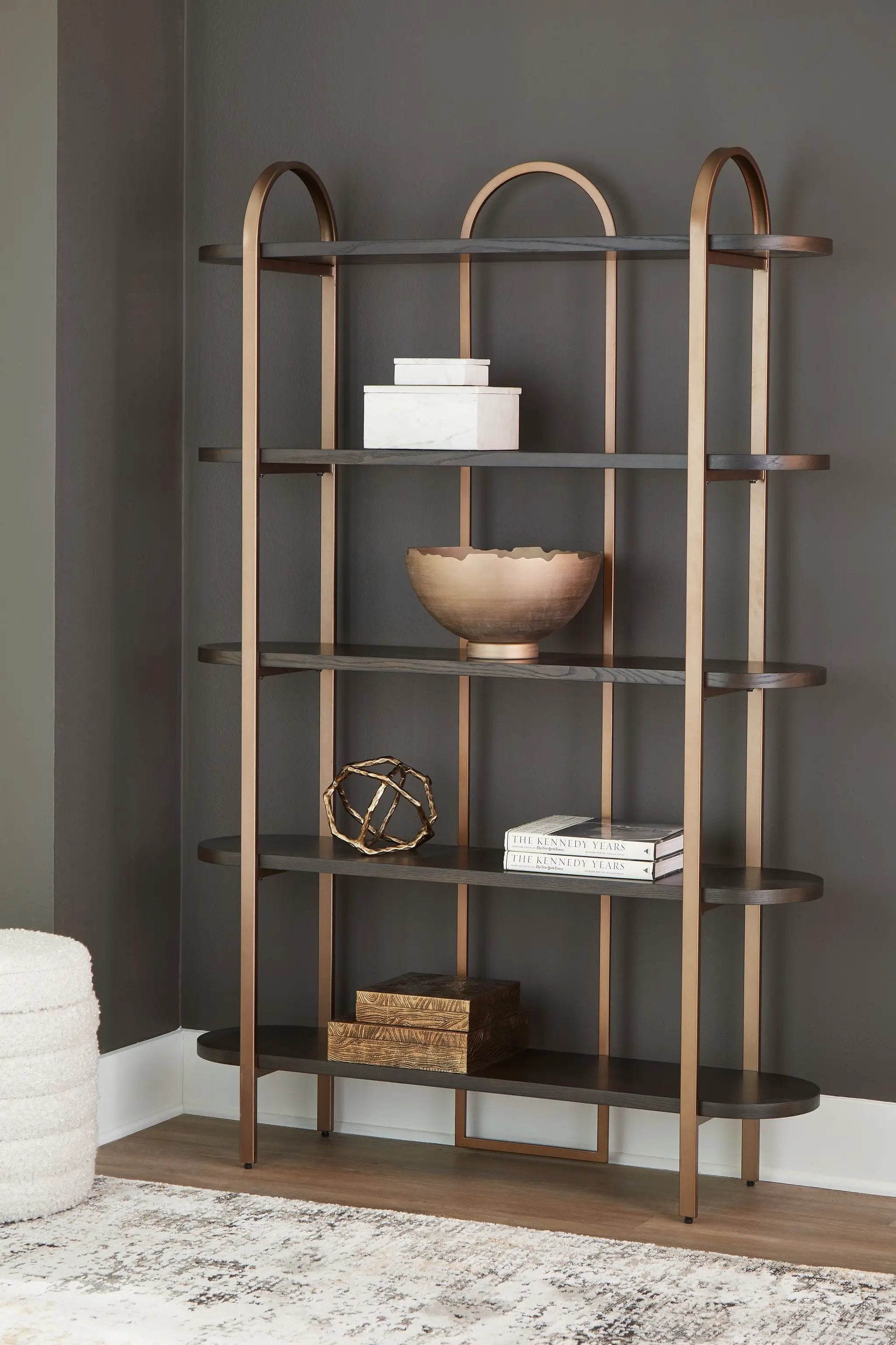 Brentmour - Bookcase - Brown / Gold Finish by Unique Piece Furniture