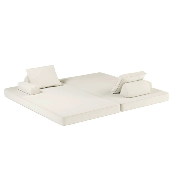 Multifunctional Convertible Sofa Bed With 2 Tumbler Backrests And 2 Pillows, Deep Seat Couch