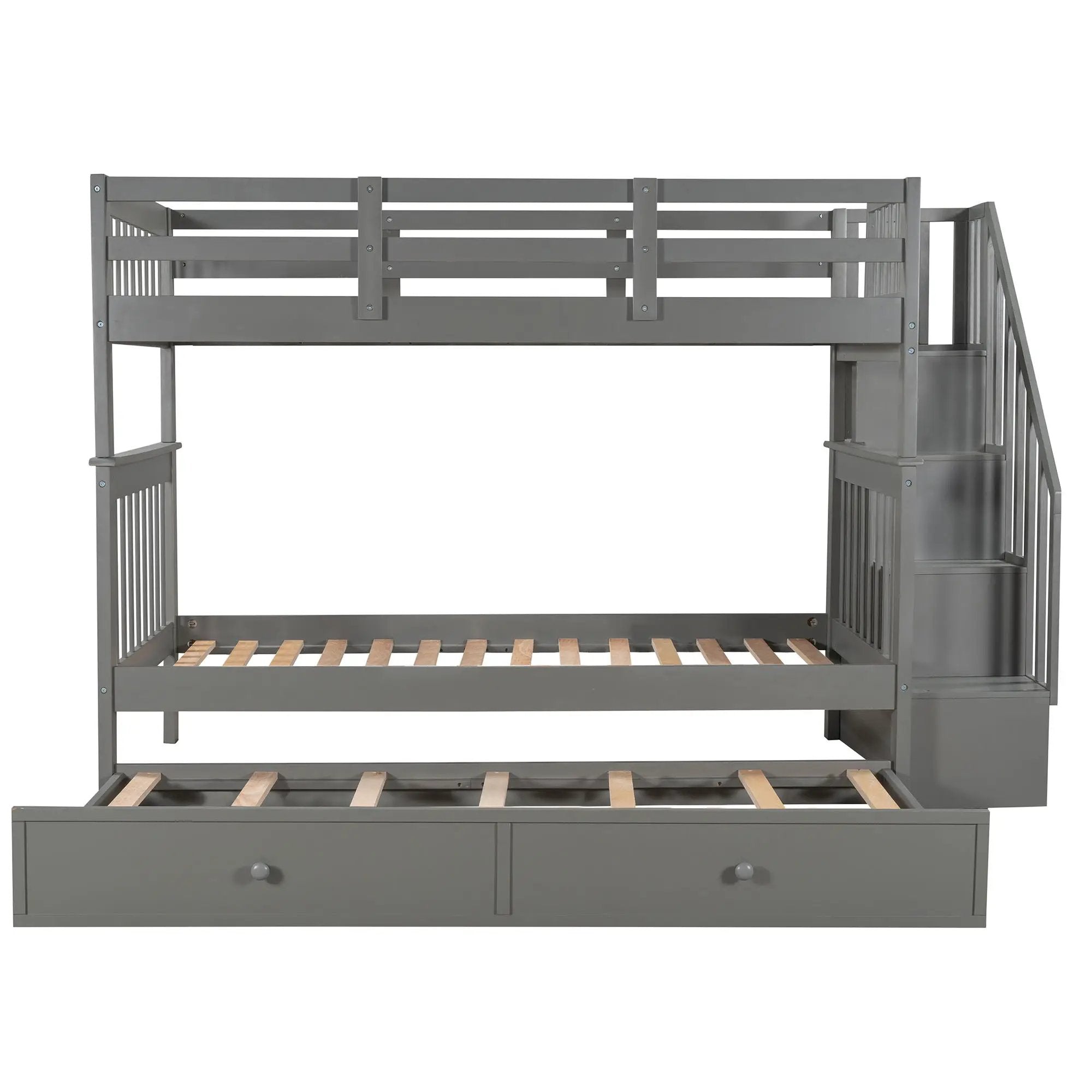 Stairway Bunk Bed With Storage And Guard Rail For Bedroom by Unique Piece Furniture