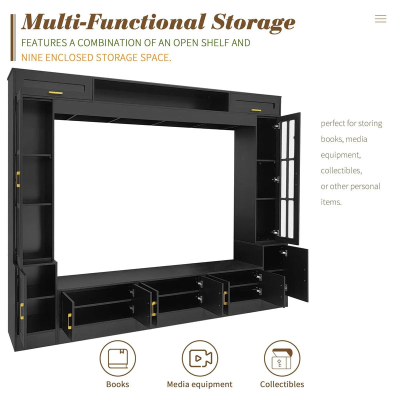 Wall Unit Entertainment Center With Bookshelves For TVs Up to 80" by HouseOfZazla