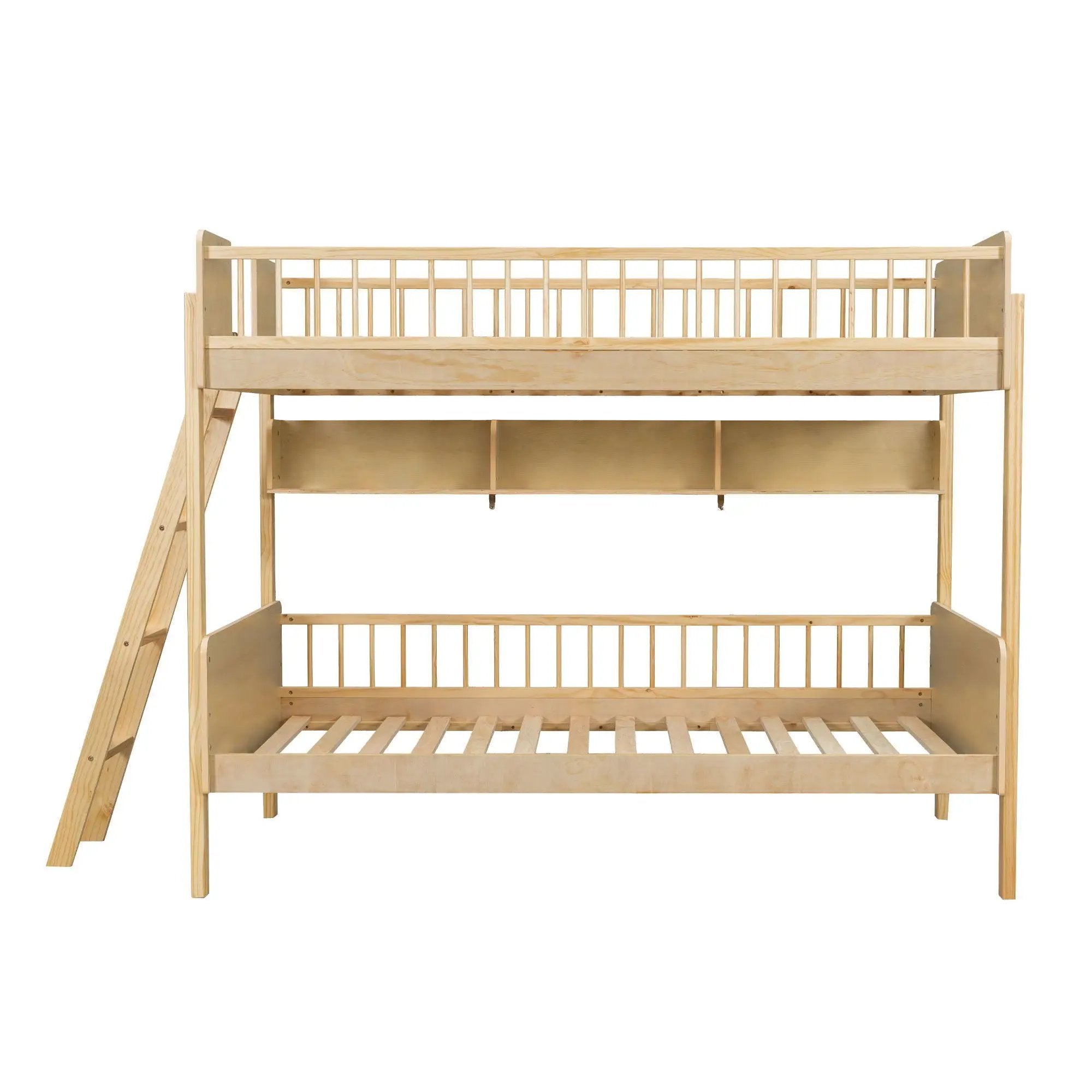 Bunk Bed With 3 Storage Shelves, Adjustable Ladder Left Or Right by Unique Piece Furniture