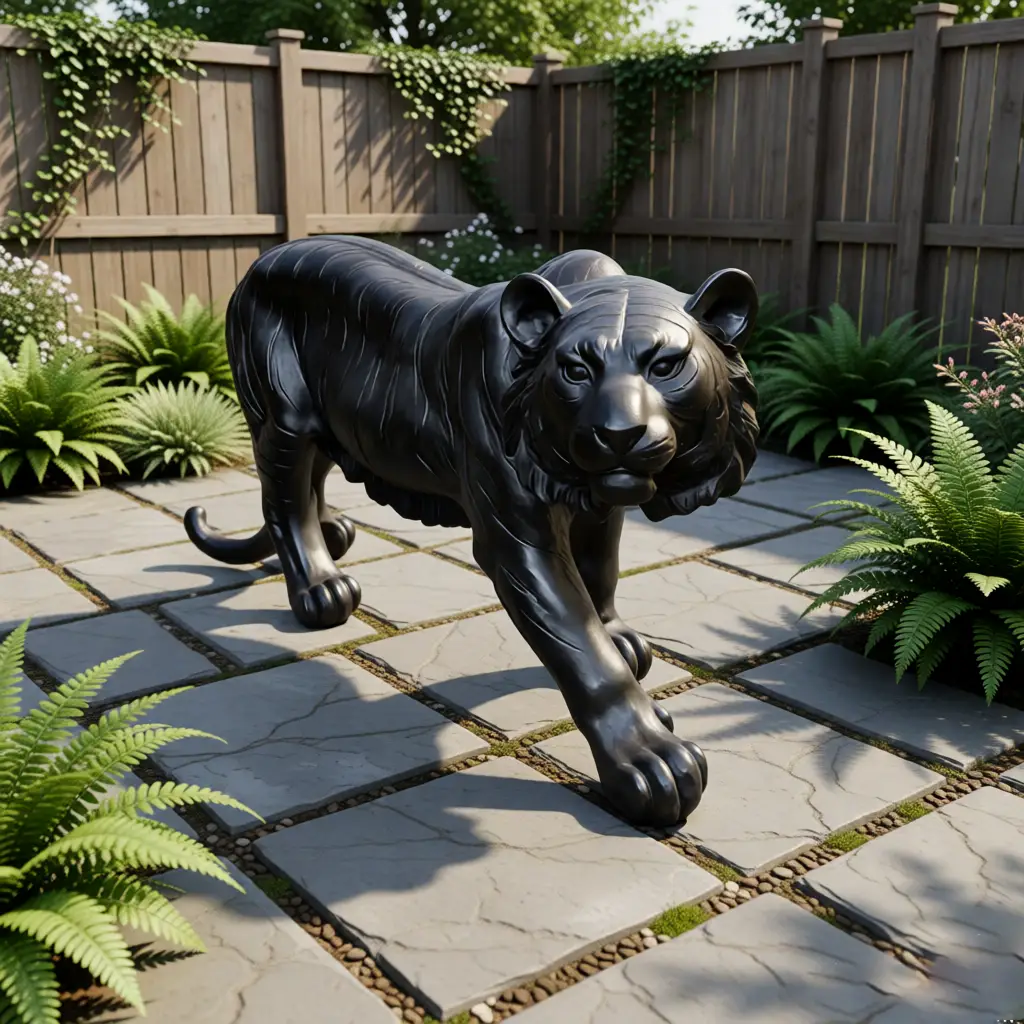 Simulated Black Tiger Resin Garden Statue by HouseOfZazla