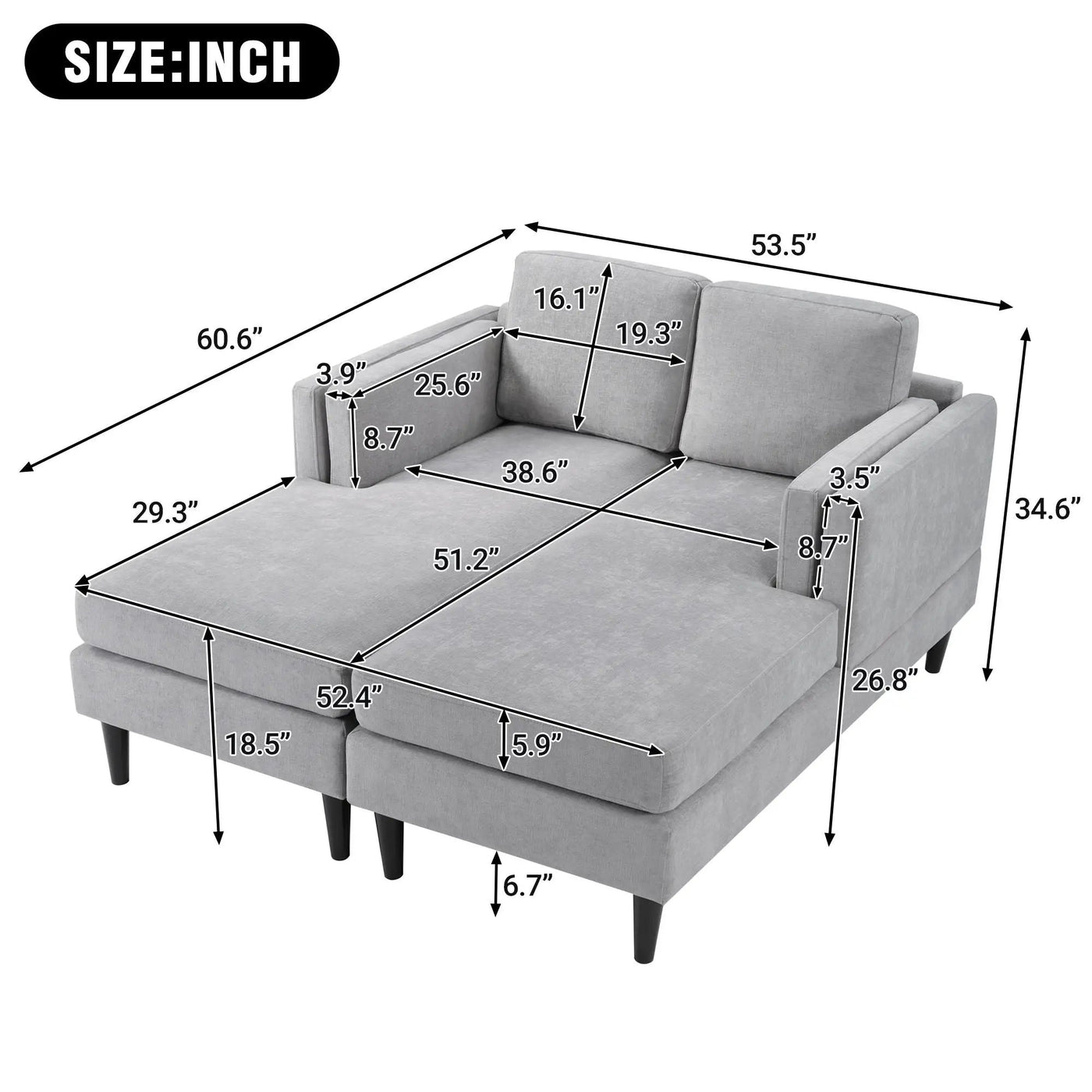 Chaise Lounge Sofa Bed With Dual Layer Armrests for Living Room by HouseOfZazla