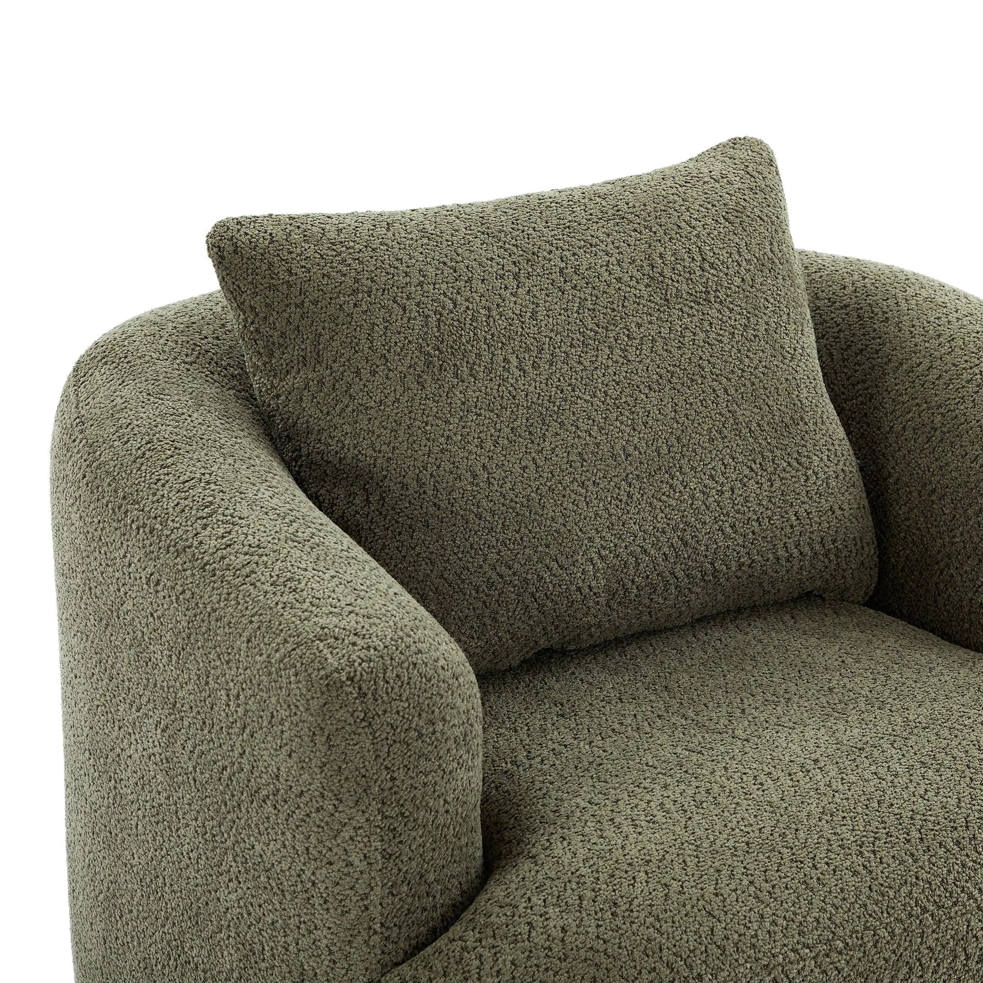 360° Swivel Barrel Sofa Chair With Throw Pillow, Upholstered Accent Chair by HouseOfZazla