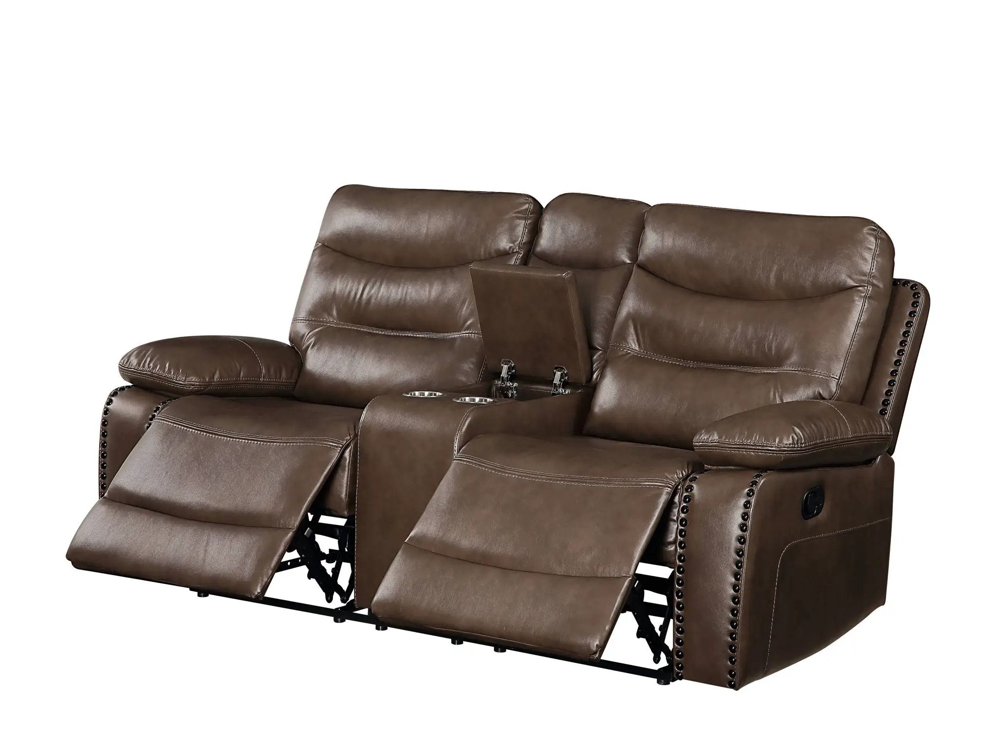 Aashi - Leather Gel Match Recliner Loveseat - Brown by Unique Piece Furniture
