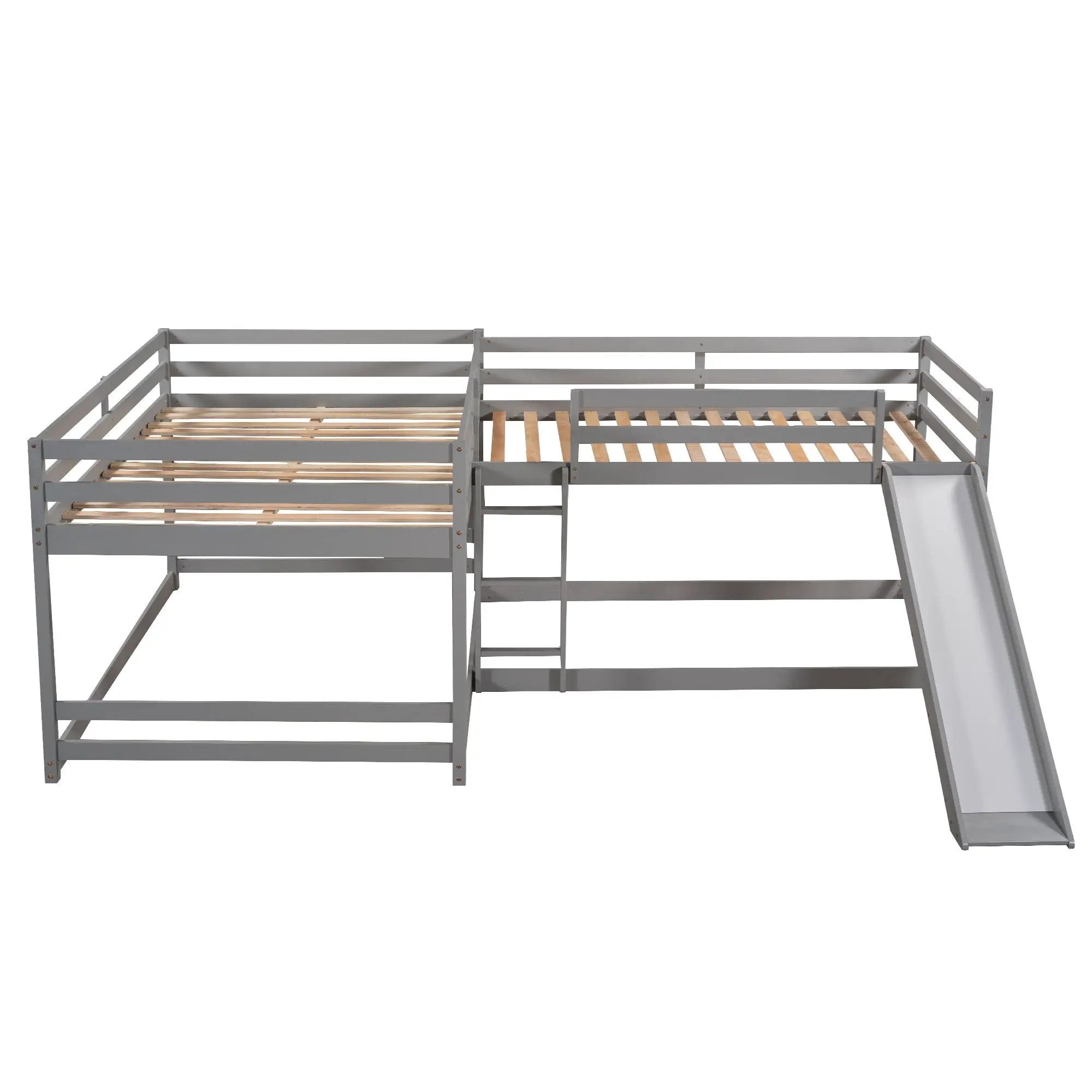 L-Shaped Bunk Bed With Slide And Short Ladder by Unique Piece Furniture