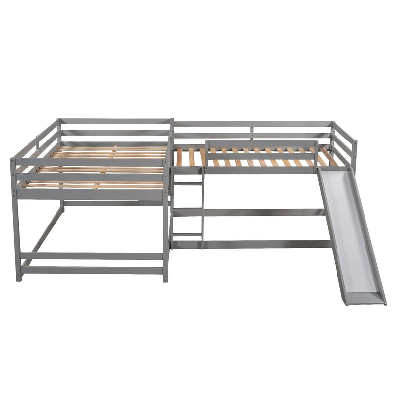 L-Shaped Bunk Bed With Slide And Short Ladder by Unique Piece Furniture