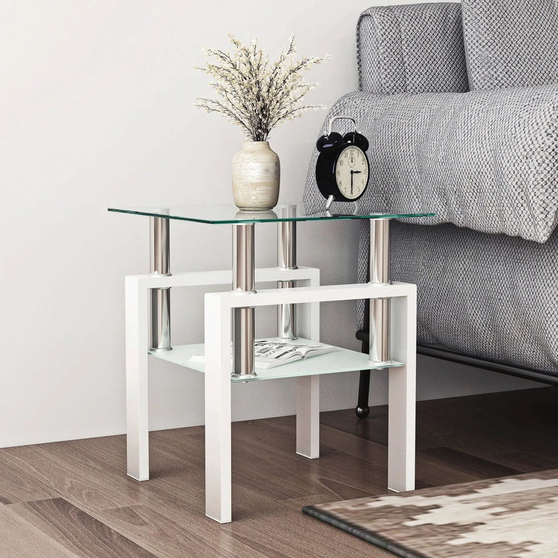 Modern Tempered Glass Tea Table, End Square Table For Living Room by Unique Piece Furniture