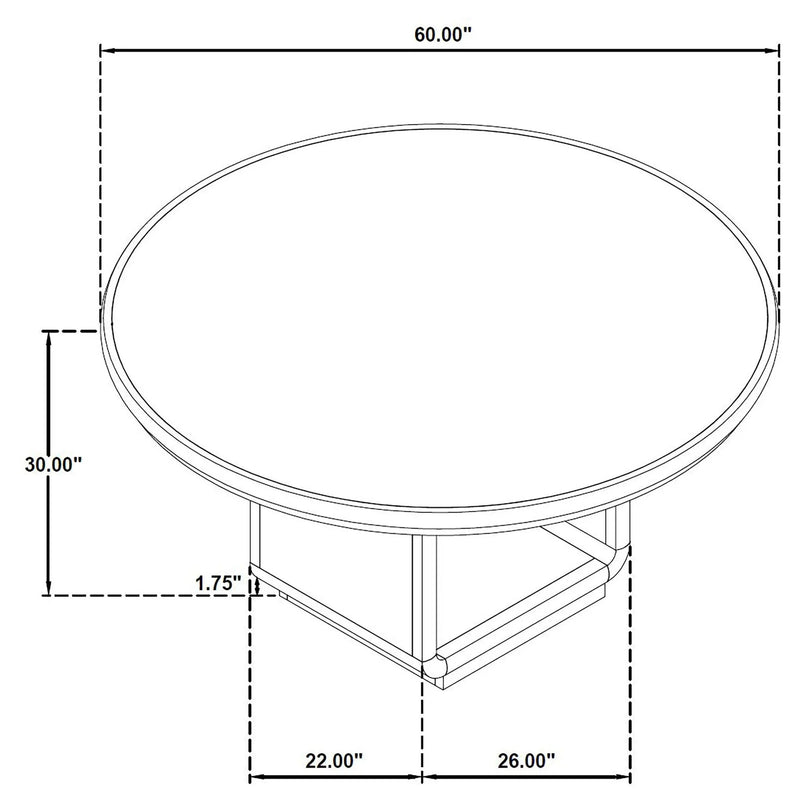 Leandro 60-inch Round Dining Table Burnished Black by Unique Piece Furniture