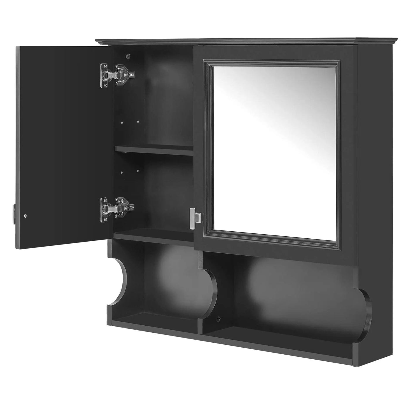 Wall Mounted Mirror Medicine Cabinet, Bathroom Storage With Doors And Open Shelves by HouseOfZazla