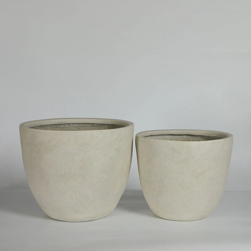 Round Concrete Planter Set of 2, Large Outdoor Indoor Handmade Rustic Decorative Planter Pots with Drainage Holes by HouseOfZazla