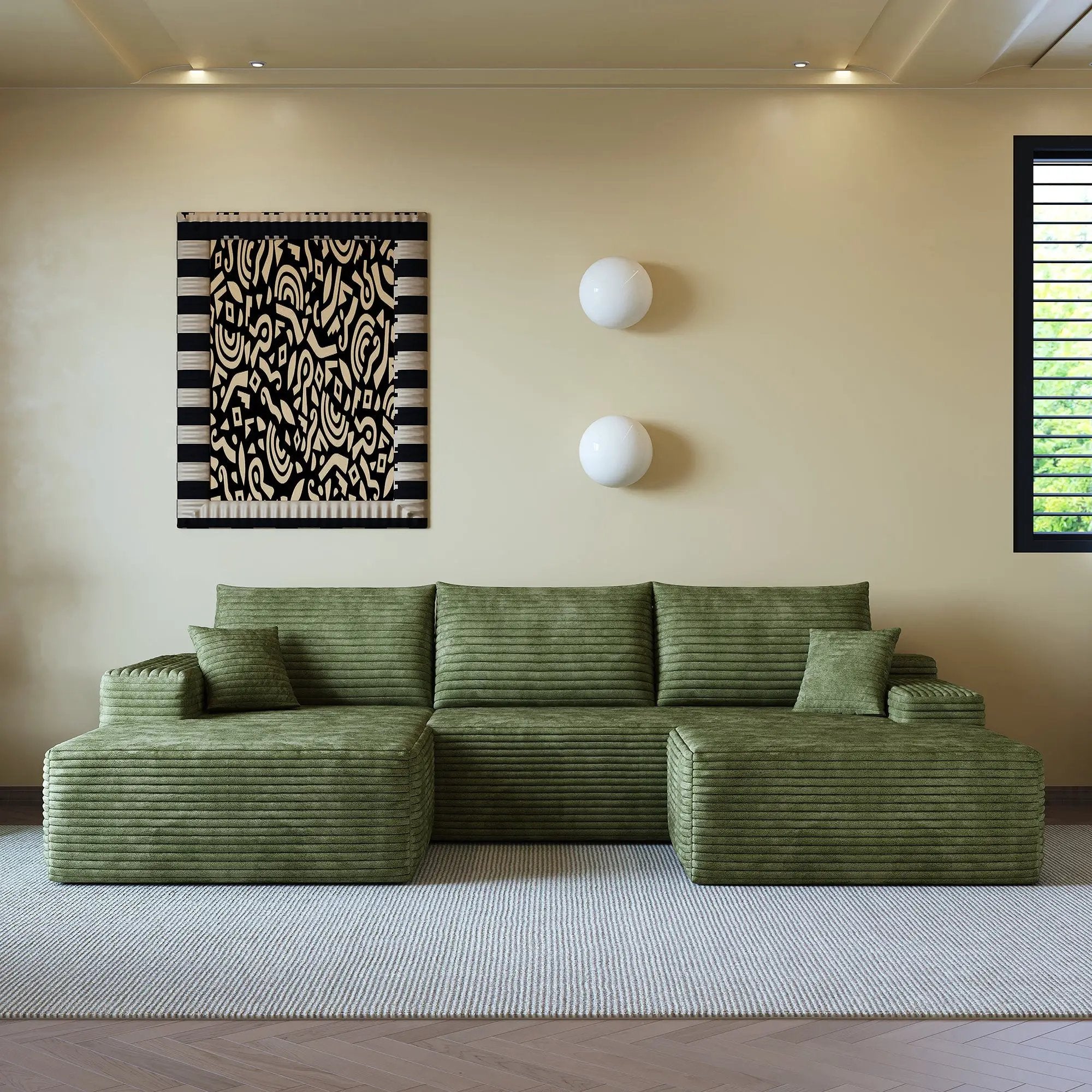 107" Cloud Sectional Sofa with Ottoman by HouseOfZazla